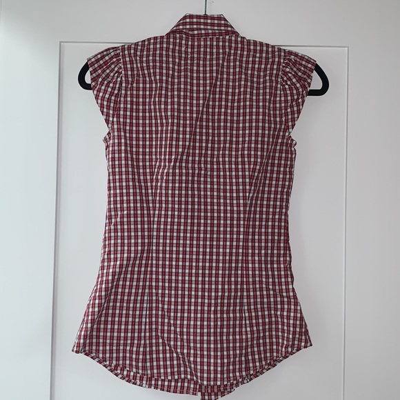 Club Monaco Plaid Cap Sleeve Shirt - Picture 6 of 7